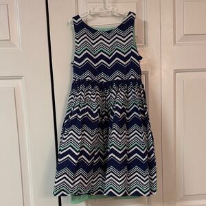 Bonnie Jean Chevron Kids Dress - Navy and White